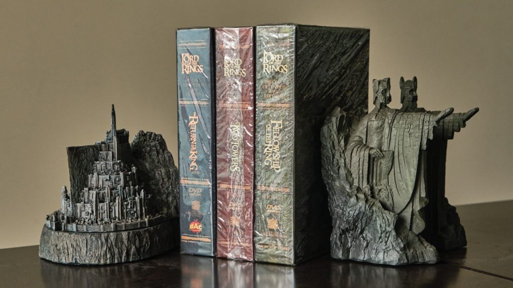 A set of three books from the Lord of the Rings series by J.R.R. Tolkien.